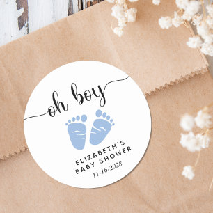 Baby Boy Shower Blue Feet Runder Aufkleber