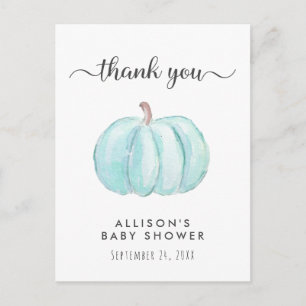 Baby Boy Shower Blue Pumpkin Vielen Dank Postkarte