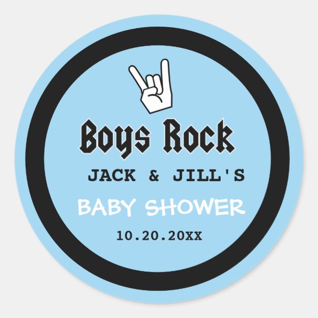 BABY BOY SHOWER CONCERT TICKET EINLADUNG RUNDER AUFKLEBER (Vorderseite)