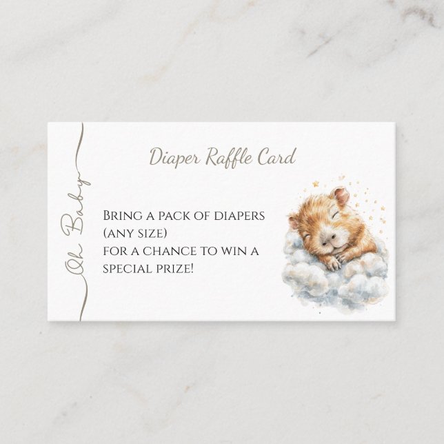 Baby Boy Shower • Diaper Raffle Card • Capybara Visitenkarte (Vorderseite)