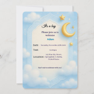 Baby Boy Shower Einladung - Blue Elegante Design