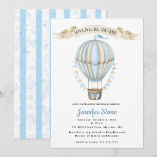 Baby Boy Shower Einladung - Heißluftballon