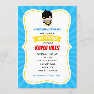 Baby Boy Shower Einladungen (Superhero) Blau