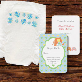 Baby Boy Shower Elefanten Windel-Raffle Begleitkarte