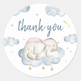 Baby Boy Shower Fevor Circle Stickers - Elephant