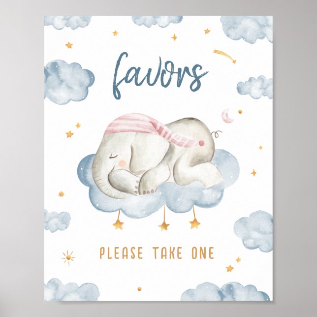 Baby Boy Shower Lieblings-Poster-Zeichen - Elefant Poster (Vorne)