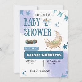 Baby Boy Shower Mond Sterne Einladungsvorlage Einladung