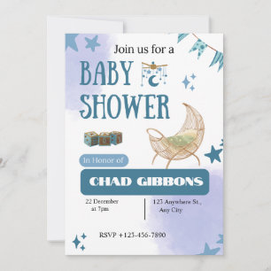 Baby Boy Shower Mond Sterne Einladungsvorlage Einladung