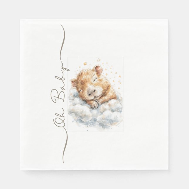 Baby Boy Shower • Oh Baby Capybara Design Serviette (Vorderseite)