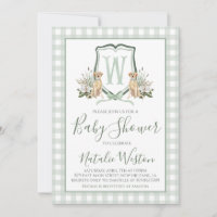 Baby Boy Shower Preppy Dog Southern Green Gingham