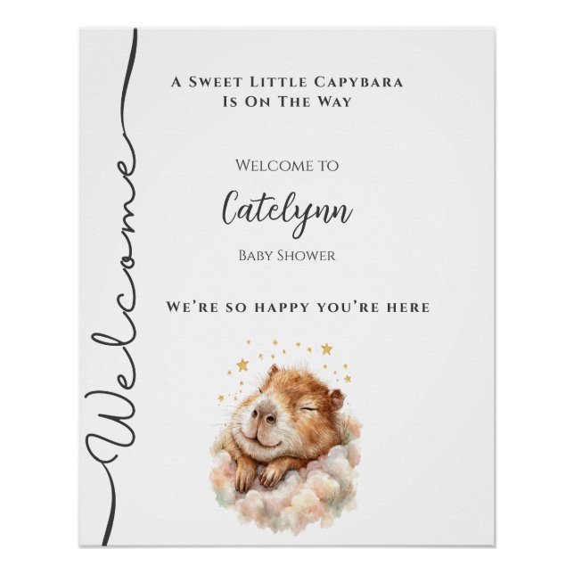 Baby Boy Shower Welcome Sign • Capybara Theme Poster (Vorderseite)