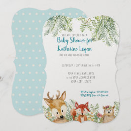 Baby Boy Shower Woodland Tiere Hirsche, Fox n Owl Einladung