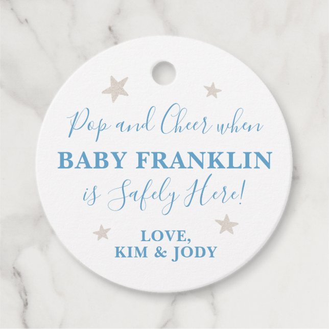 Baby Boy Silver Stars Pop, wenn sie Pop Geschenkanhänger (Vorderseite)