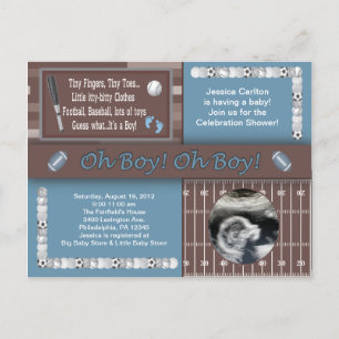 Baby Boy Sports Showcard Einladungspostkarte