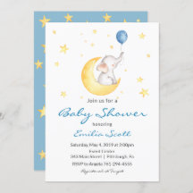 Baby Boy Star Elephant Baby Shower Einladungen