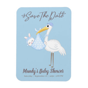 Baby Boy Storch Blau Dusch Save-the-Date-Magnet Magnet
