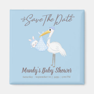 Baby Boy Storch Blaues Dusche Save the Date Magnet