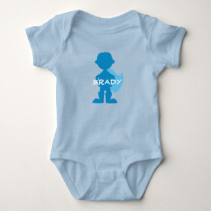 Baby Boy Superhero Blue Silhouette Personalisiert Strampler