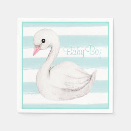 Baby Boy Swan Blue Script Baby Dusche Serviette