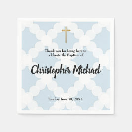 Baby Boy Taufe blau-weiße Kreismuster Serviette