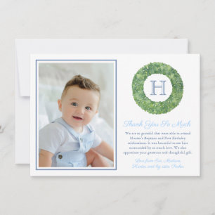 Baby Boy Taufe Geburtstag Smart Monogram Dankeskarte