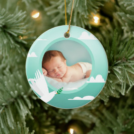 Baby Boy Taufe Tauben Wolken Bilderrahmen Keramik Ornament
