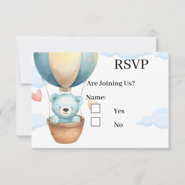Baby Boy Teddy Bär RSVP-Karten  RSVP Karte (Vorderseite)