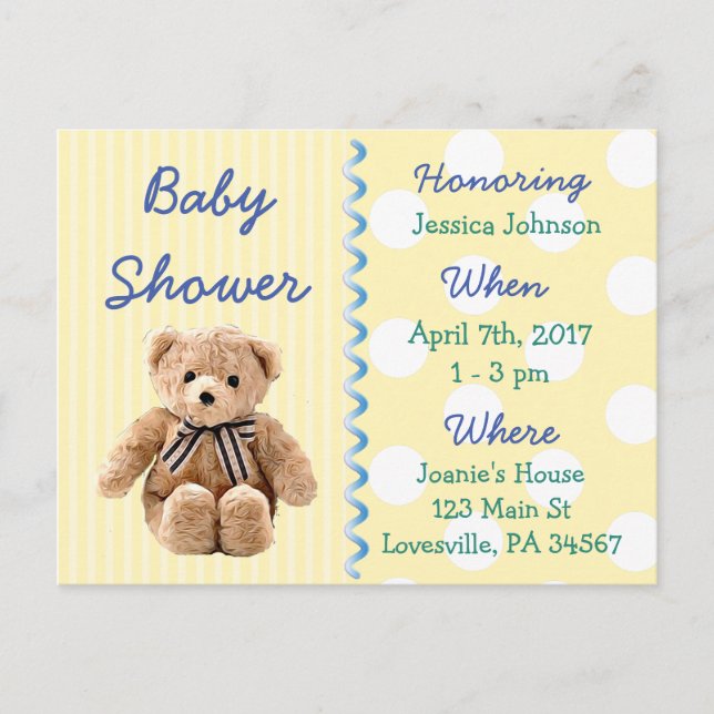 Baby Boy Teddy Bear Baby Shower Einladung (Vorderseite)