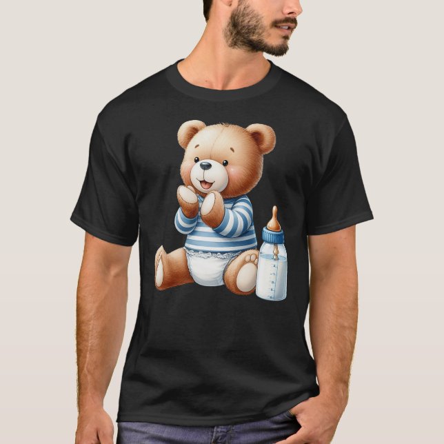 Baby Boy Teddy Bear Baby Shower Gender Reveal T-Shirt (Vorderseite)