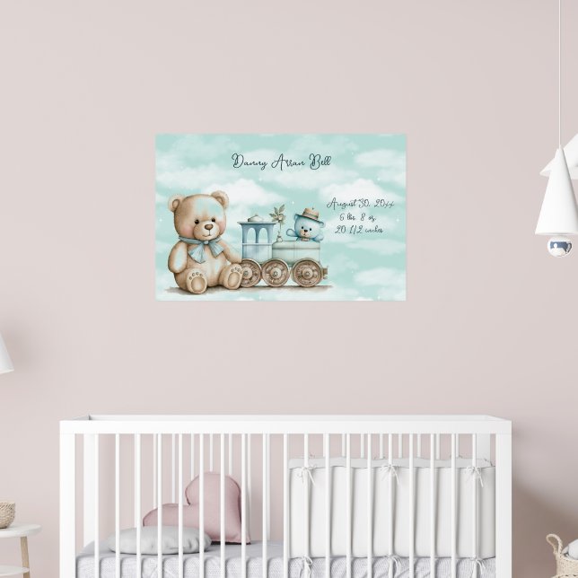 Baby Boy Teddy Bear Basket of Toys Poster (Kinderzimmer 2)