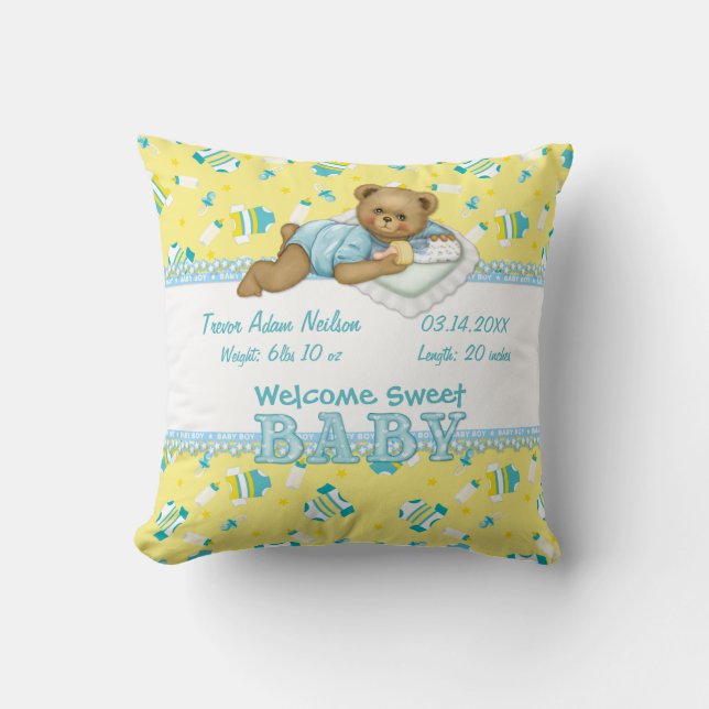 Baby Boy Teddy Bear Kissen (Vorderseite)