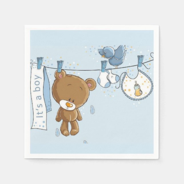 Baby Boy Teddy Bear Serviette (Vorderseite)