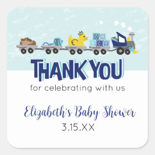 Baby Boy Train Theme Kinderdusche Danke Aufkleber