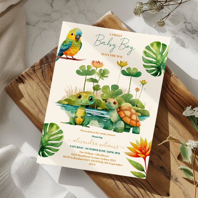 Baby Boy Tropical Jungle Safari Animals Dusche Einladung (Von Creator hochgeladen)
