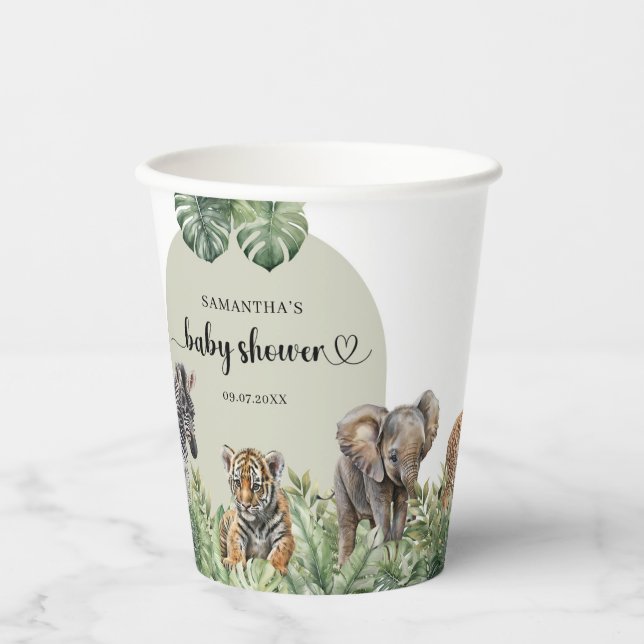 Baby Boy Tropical Jungle Safari Animals Dusche Pappbecher (Vorderseite)