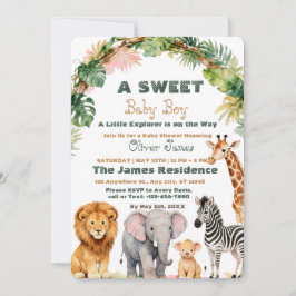 Baby Boy Tropical Jungle Safari Shower Invitation Einladung