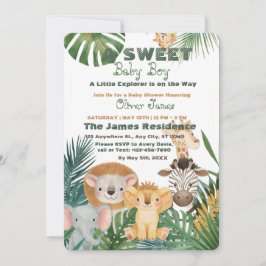 Baby Boy Tropical Jungle Safari Shower Invitation Einladung