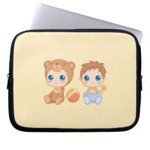 Baby Boy Twins Bear Jumpsuit Yellow Laptopschutzhülle