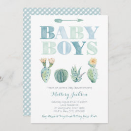 Baby Boy Twins oder Triplets Cactus Baby Shower Einladung