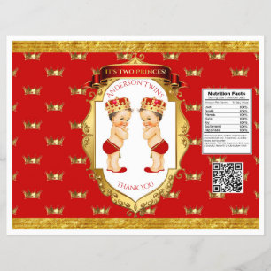 Baby Boy Twins Red Gold Chip Bag Wrapper Flyer