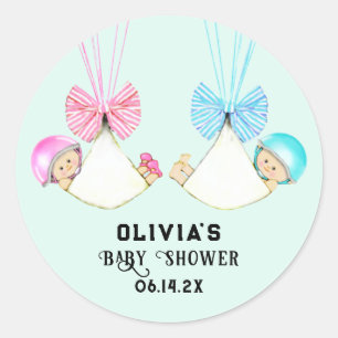 Baby Boy und Girl Twins Runder Aufkleber