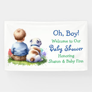 Baby Boy und seine Bulldog Babydusche Banner