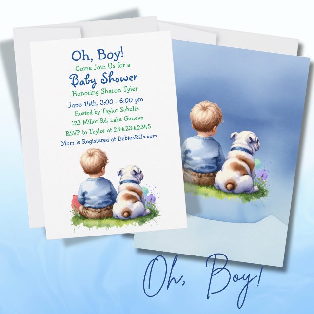 Baby Boy und seine Bulldog Babydusche Einladung (Von Creator hochgeladen)