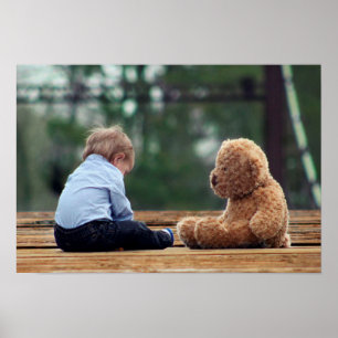Baby Boy und Teddy Bear Poster
