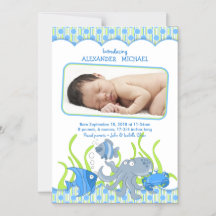 Baby Boy Under Sea Birth Ankündigung