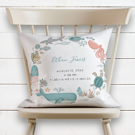 Baby Boy Under Sea Birth Stats Keepake Kissen