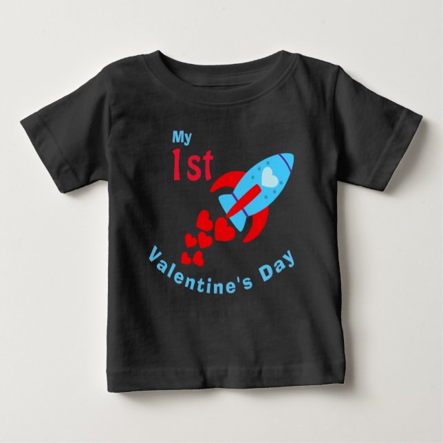 Baby Boy Valentine's Day Niedlich Heart Rocket Baby T-shirt (Vorderseite)