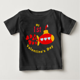 Baby Boy Valentine's Day Niedlich Heart U-Boot Baby T-shirt