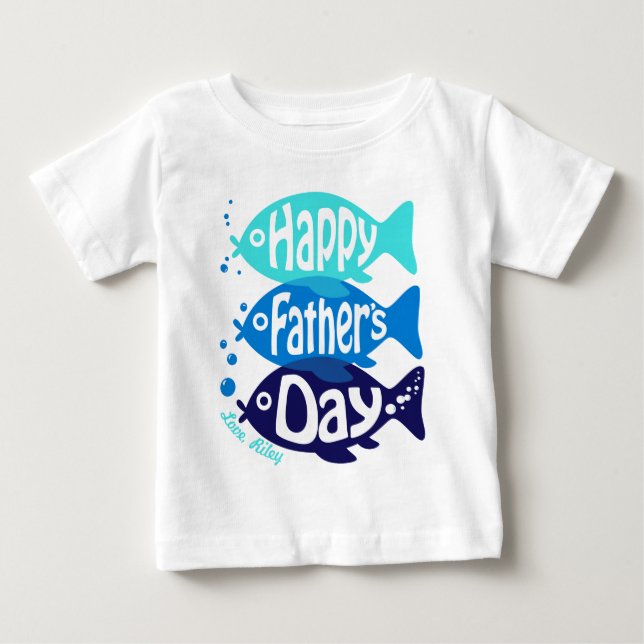 Baby Boy Vathers Day Romper mit Fisch T-shirt (Vorderseite)