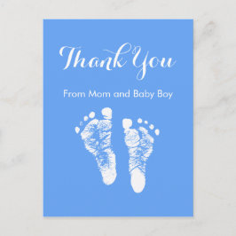 Baby Boy Vielen Dank Niedlich Blue Newborn Footpri Ankündigungspostkarte